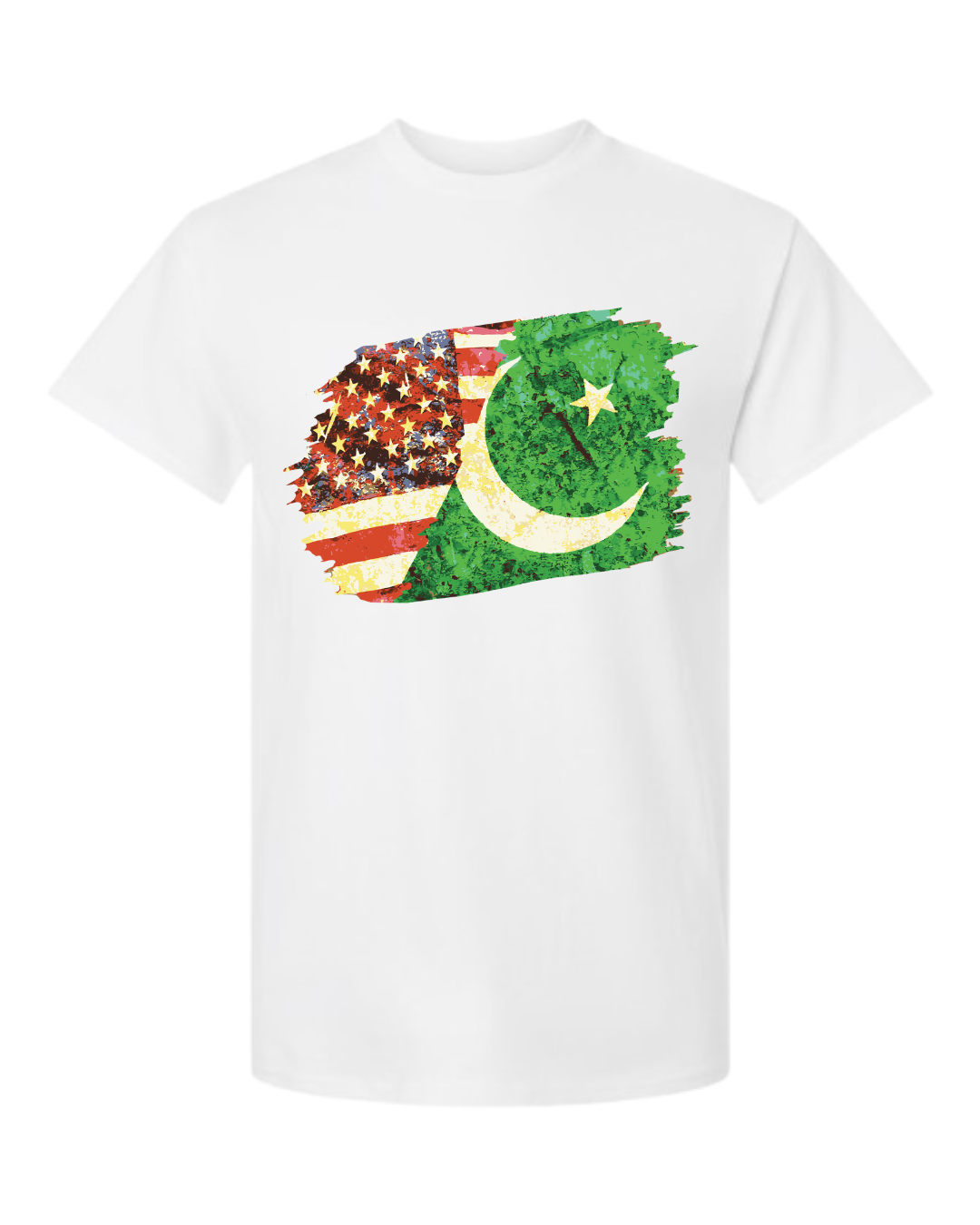 Pakistan-USA Flag Unity T-Shirt (Front Print)