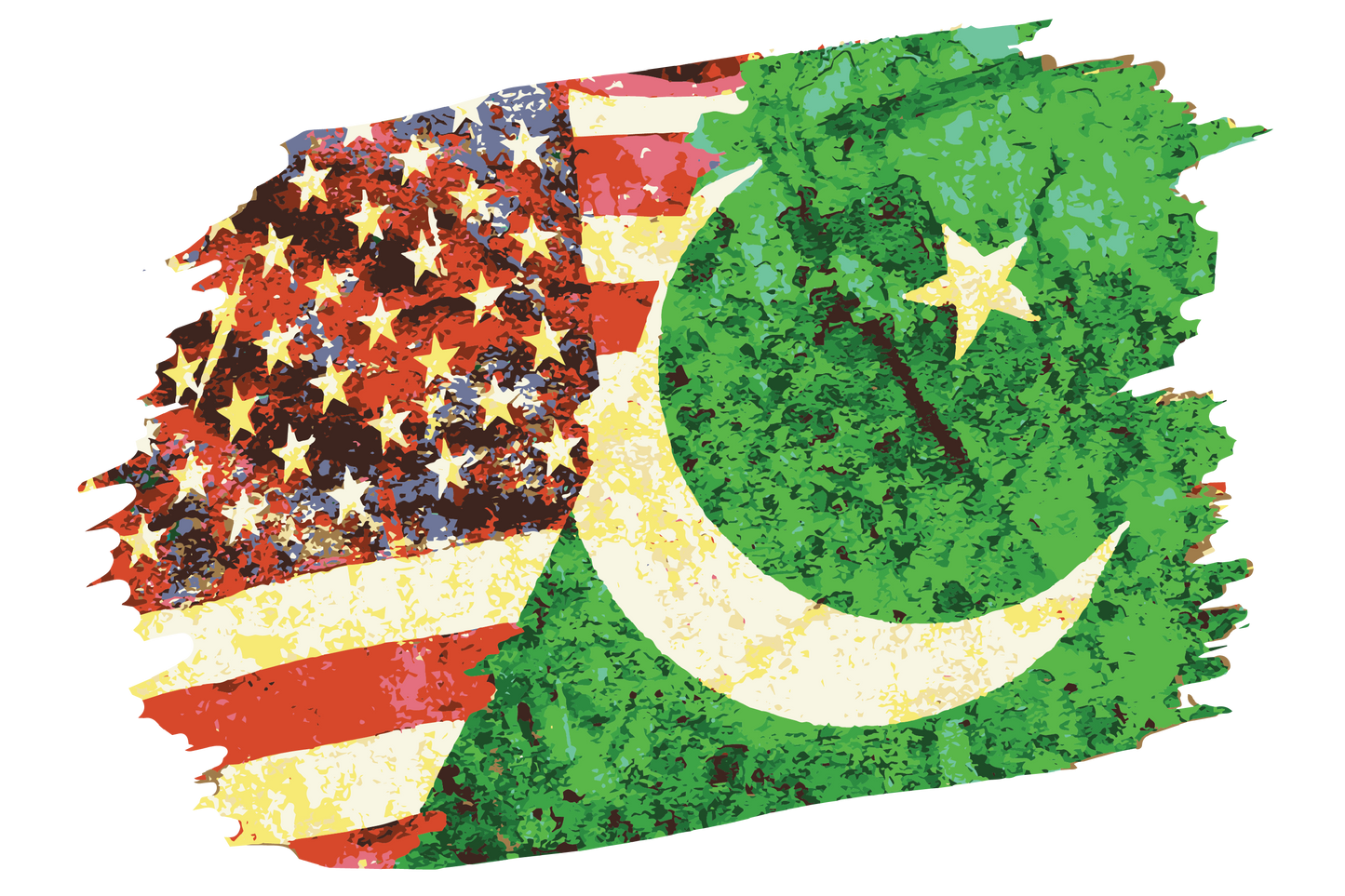 Pakistan-USA Flag Unity T-Shirt (Front Print)