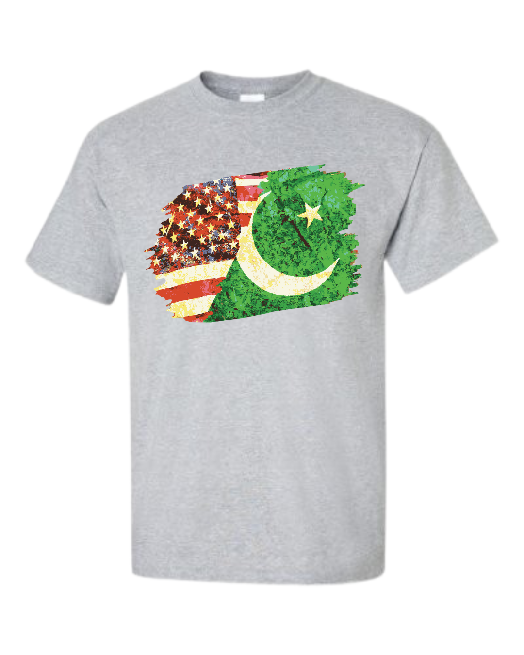 Pakistan-USA Flag Unity T-Shirt (Front Print)